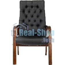 Кресло офисное Бюрократ T-9928WALNUT-CF черный, кожа, на ножках, дерево