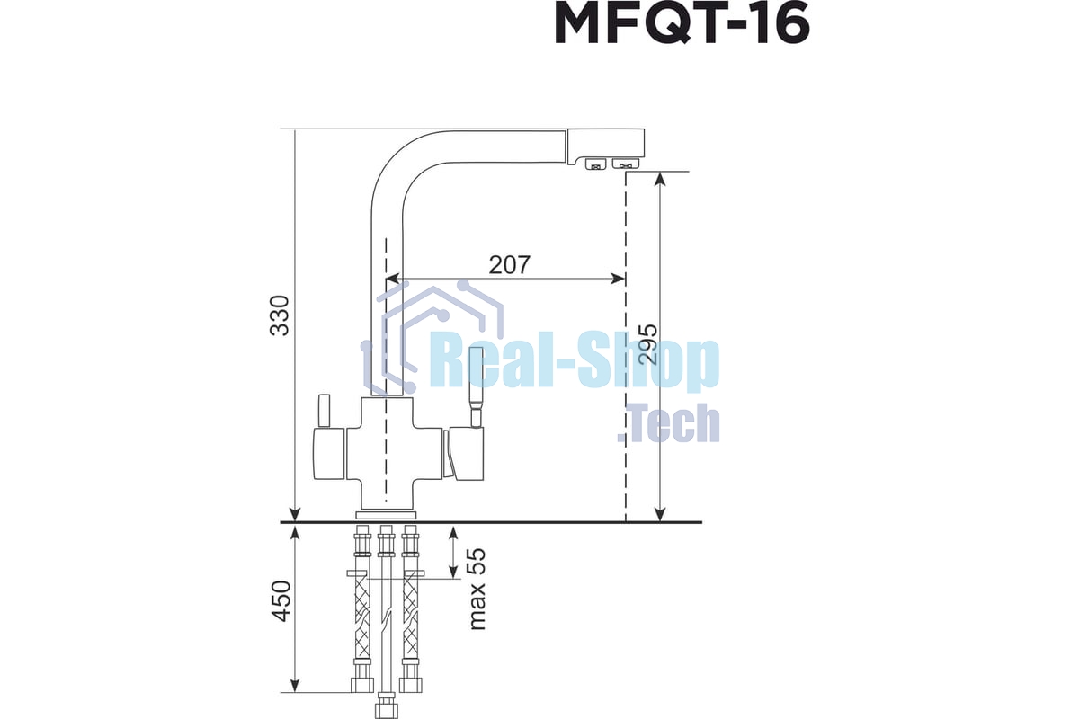 Кухонный смеситель Maunfeld MFQT-16DGR темно-серый