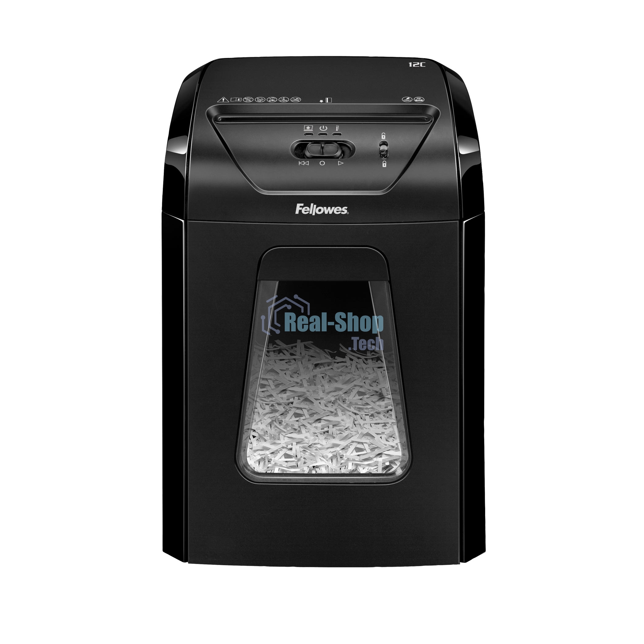 Шредер Fellowes PowerShred 12C FS-71201 DIN P-4, 4х40мм, 12лст., 18лтр.,Safety Lock