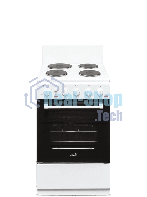 Плита электрическая Cezaris ПЭ Н Д 1200-02 белый, конфорок 4 шт, духовка 43 л, 50 см x 85 см x 50 см