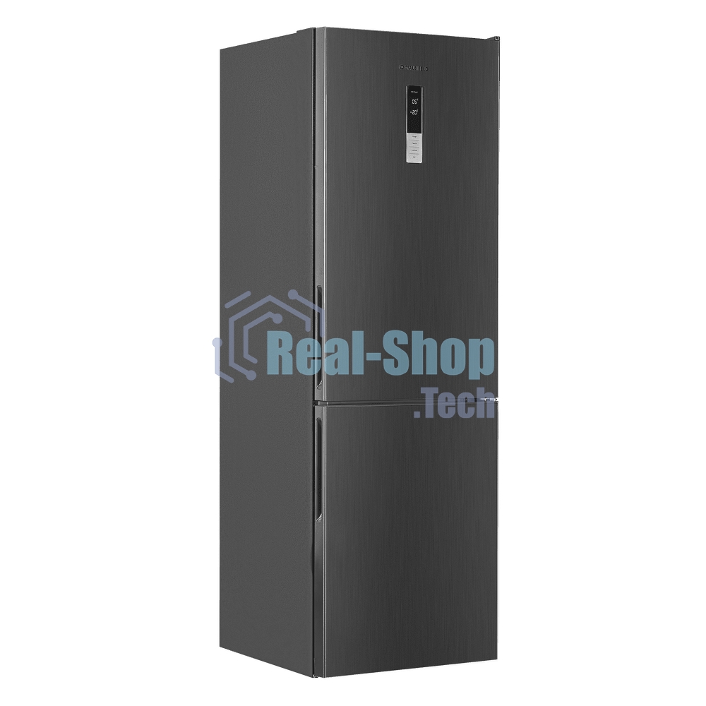 Холодильник Maunfeld MFF185NFХ10 нержавеющая сталь двухкамерный инвертор 240/100л морозилка снизу, No Frost