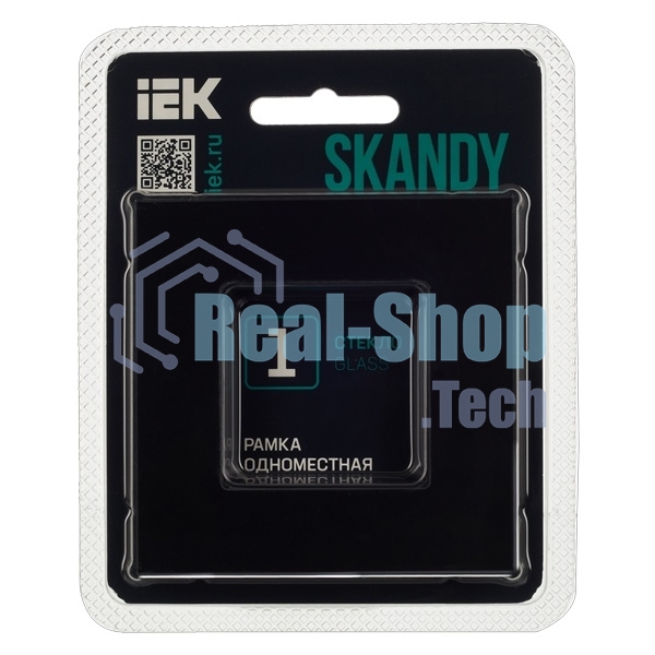 Рамка 1-ая IEK SKANDY SK-F21Bl стекло черный