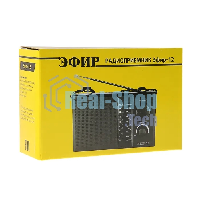 Радиоприемник ЭФИР 12 FM 64-108МГц, бат. 2*R20, 220V
