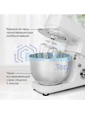 Планетарный миксер BQ MX520 White. Макс. мощность: 1600 Вт, Регулировка скорости: 6 скоростей + импульсный режим