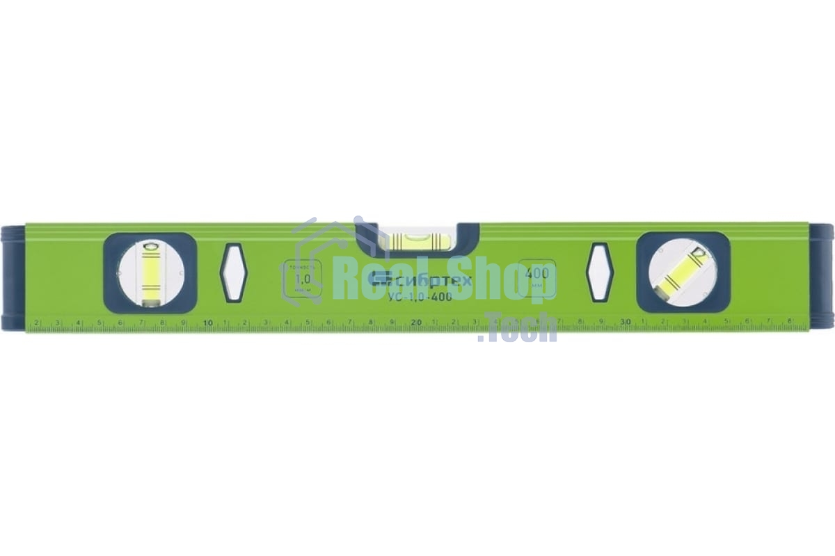 Уровень алюминиевый Сибртех УС-1,0-400, фрезерованный, 3 глазка, 400 мм