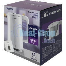 Чайник электрический Centek CT-0005 2200 Вт, 1.7 л, белый