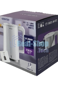 Чайник электрический Centek CT-0005 2200 Вт, 1.7 л, белый