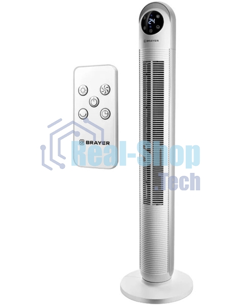 Вентилятор BRAYER BR4956, эл.упр.,пульт ДУ,вращение,мощ-ть 60Вт, LED дисплей,3 скор.Таймер