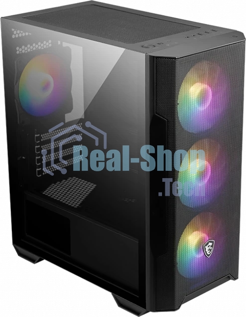 Компьютерный корпус MSI MAG FORGE M100R, Global, 1xUSB 3.0, 2xUSB 2.0, 4x120мм ARGb Fan, ESD ARGbControl Board, Tempered Gl