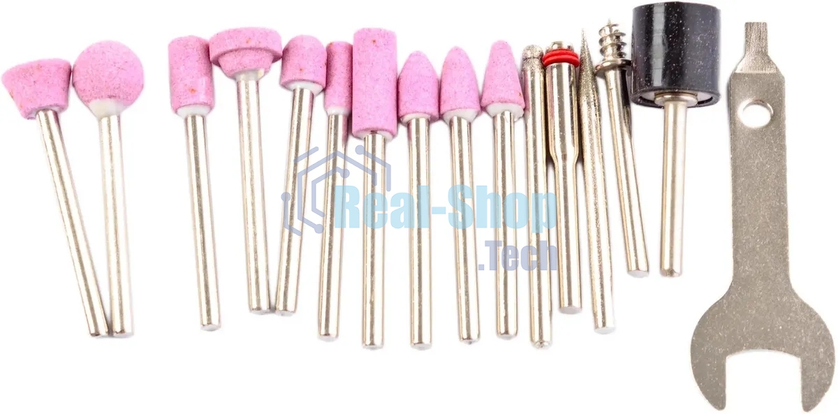 Прямошлифовальная машина (гравер) RD-MG150. 150Вт; 10000-32000 об/мин; диаметр цанг 2,3/3,2 мм; набор 100 насадок; вес- 0,8кг