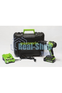 Дрель-шуруповерт аккумуляторная GREENWORKS GD24DD60K2, Аккумуляторная, 18В, Ударная, Кейс