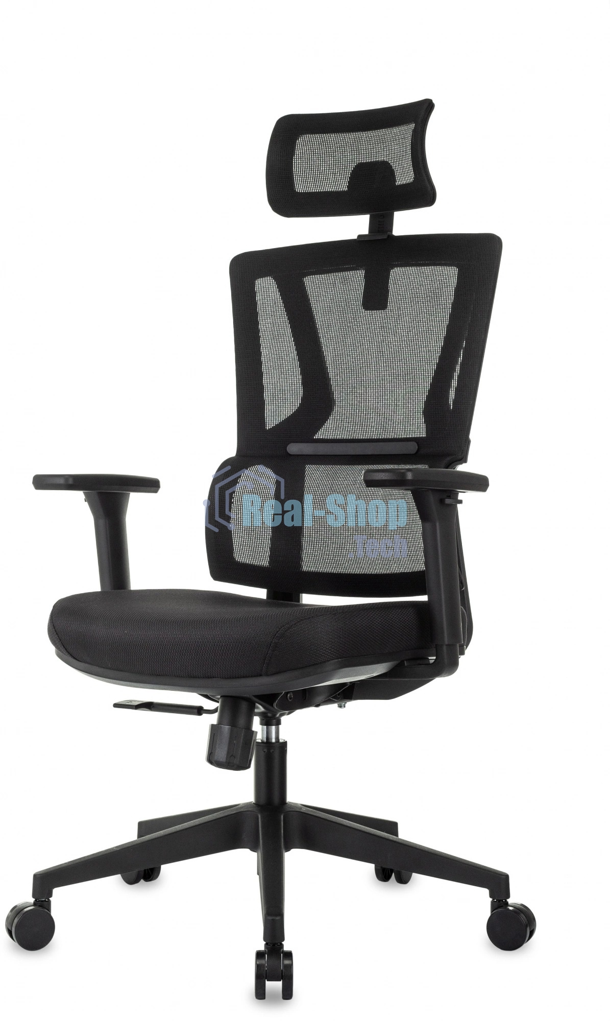 Кресло руководителя Бюрократ MC-711N-H черный, сетка/ткань, с подголов. крестов. пластик