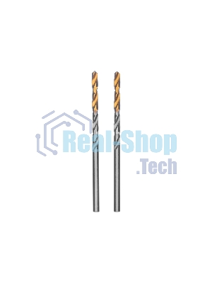 Сверло спиральное по металлу Denzel 3,2 x 65мм, Р6М5, Golden Tip, 2 шт.