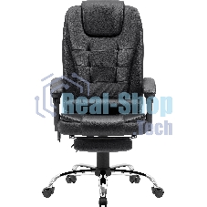 Кресло Defender CARDINAL черный, экокожа, 120 кг, подставка для ног, механизм качания