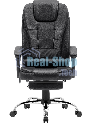 Кресло Defender CARDINAL черный, экокожа, 120 кг, подставка для ног, механизм качания