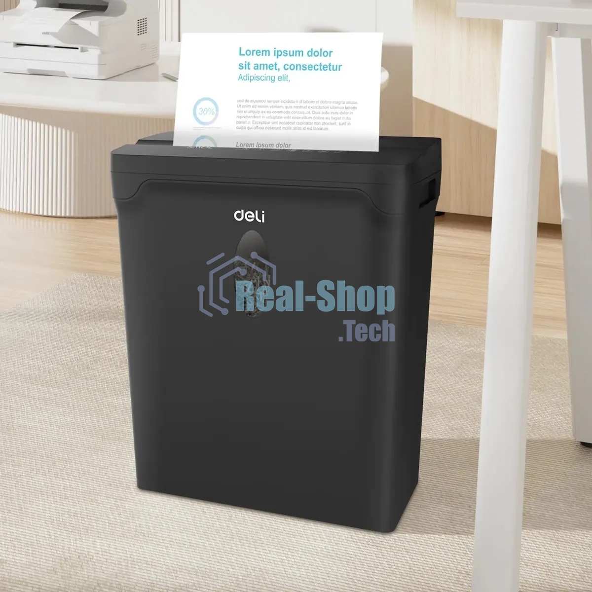 Шредер Deli ET015 черный (секр.P-4) фрагменты 5лист. 10лтр. пл.карты