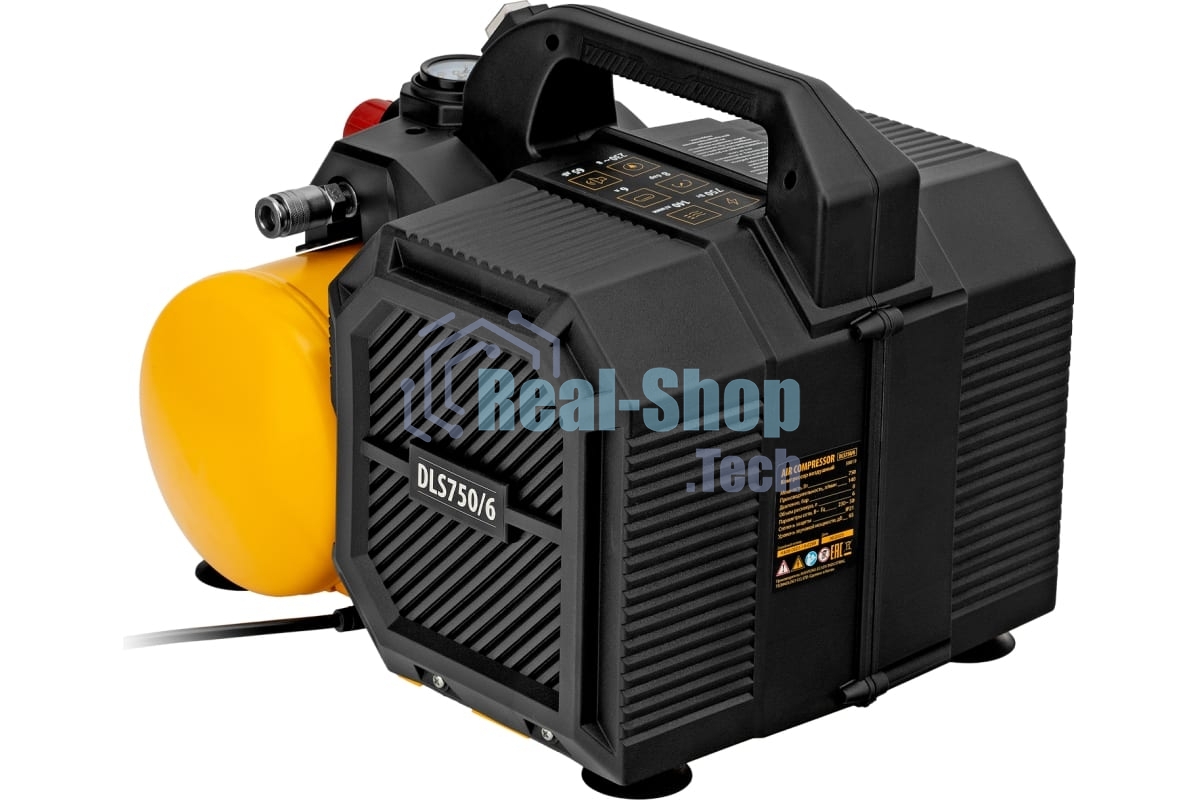 Компрессор Denzel DLS750/6 безмасляный малошумный 750 Вт, 140 л/мин,ресивер 6 л