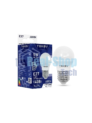 Лампа светодиодная TOKOV ELECTRIC 5Вт G45 4000К Е27 176-264В