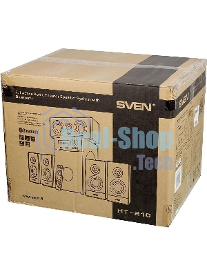 Аудиоколонки SVEN HT-210, черный, акустическая система 5.1, мощность (RMS):50Вт+5x15Вт, Bluetooth, Optical, Coaxial, FM-тюнер, USB/SD, дисплей, ПДУ