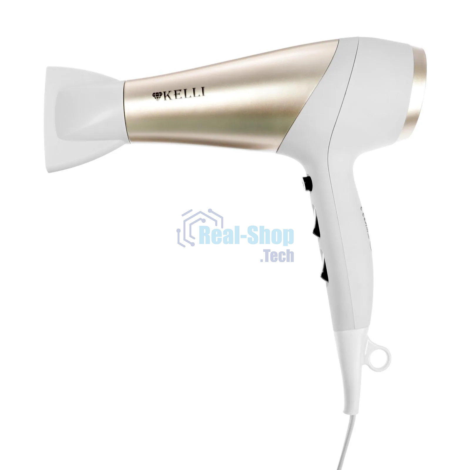 Фен Kelli KL-1125 белый/золотистый, 2400 Вт