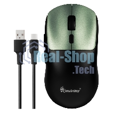 Мышь игровая беспроводная Dual BT+USB с зарядкой Smartbuy X7 черно-зеленая (SBM777DGG) /40.  