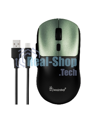 Мышь игровая беспроводная Dual BT+USB с зарядкой Smartbuy X7 черно-зеленая (SBM777DGG) /40.  