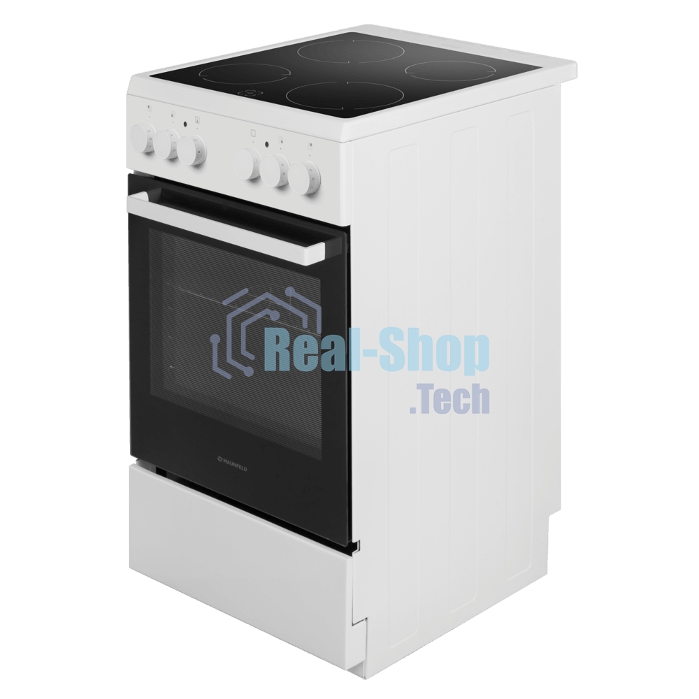 Плита электрическая Maunfeld MEC55CW07 белый, конфорок 4 шт, духовка 60 л, 50 см x 85 см x 60 см