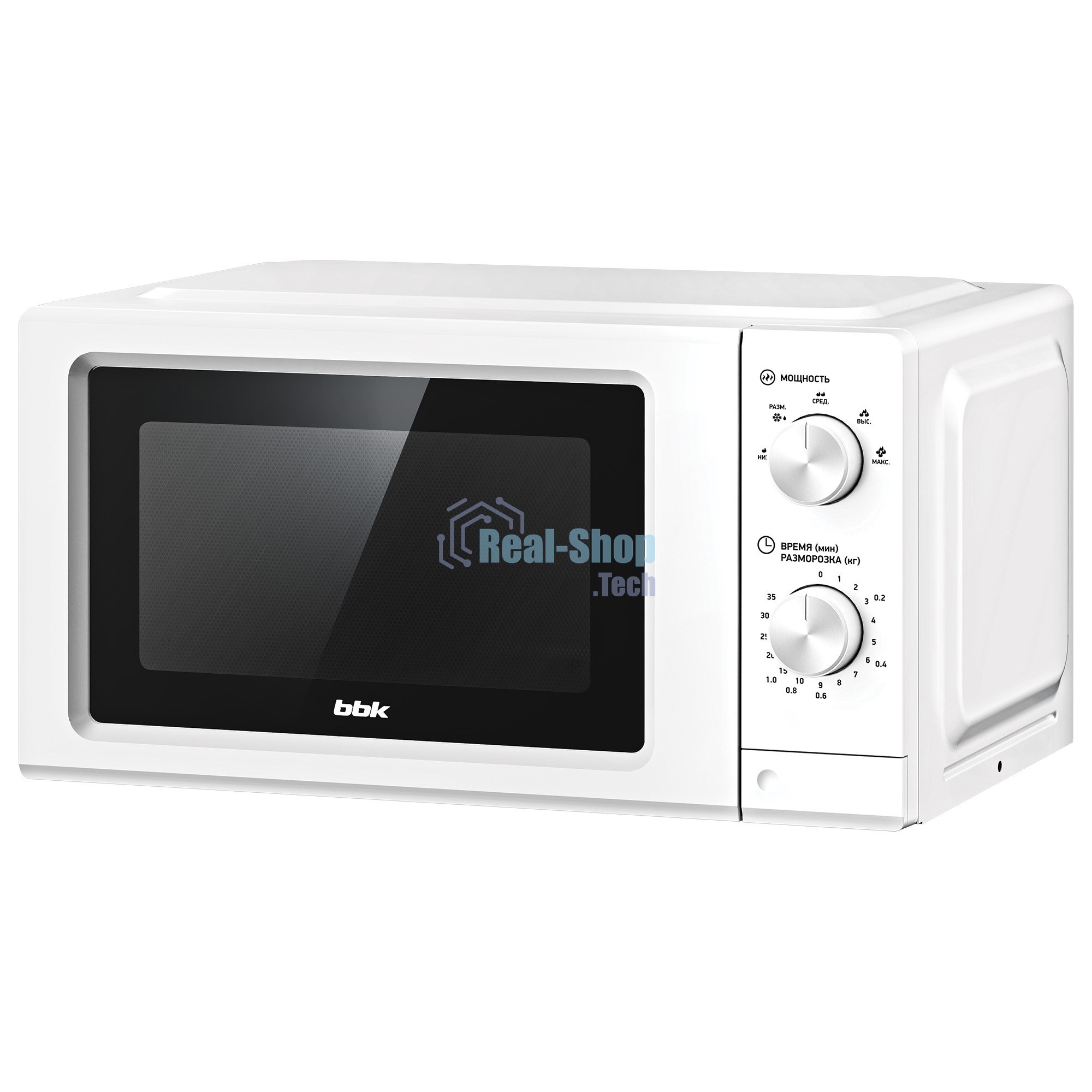 Микроволновая печь BBK 20MWS-731M/W белый, 20 л, 700 Вт, переключатели — поворотный механизм