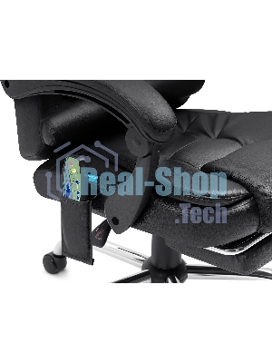 Кресло Defender CARDINAL черный, экокожа, 120 кг, подставка для ног, механизм качания