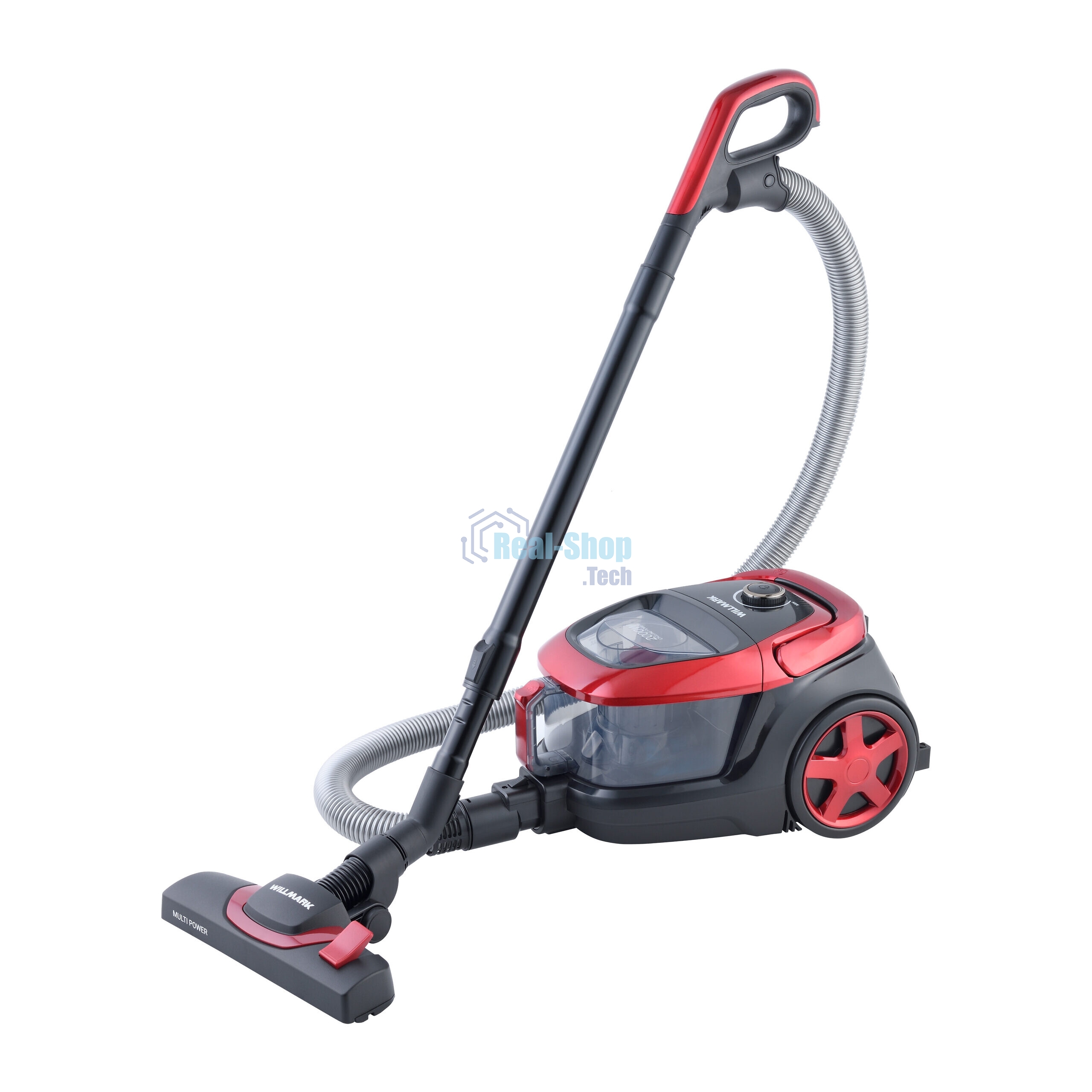 Пылесос Willmark VC-2630CYM ярко-красный, 450/2000 Вт, уборка сухая, пылесборник контейнер 2.5 л