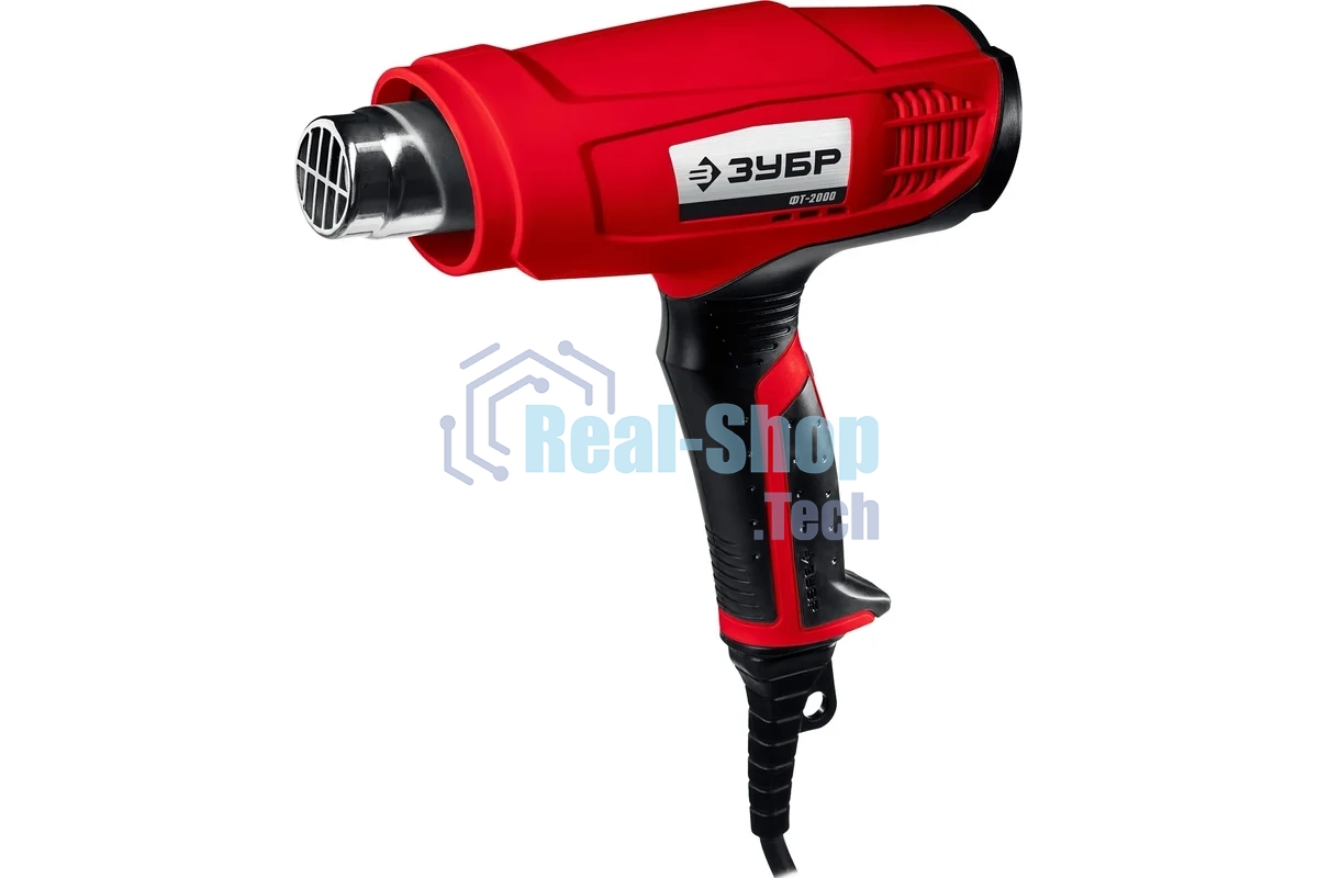 Фен технический Зубр ФТ-2000насадки 3 шт, 2 режима: 350/650град, 350/550л/мин, 2000Вт