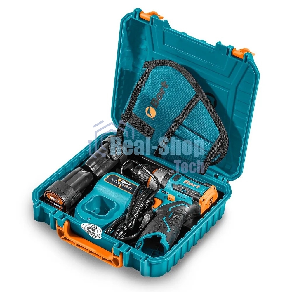 Дрель-шуруповерт Bort BAB-16U, Аккумуляторная, 16.8В, 2 АКБ, Кейс