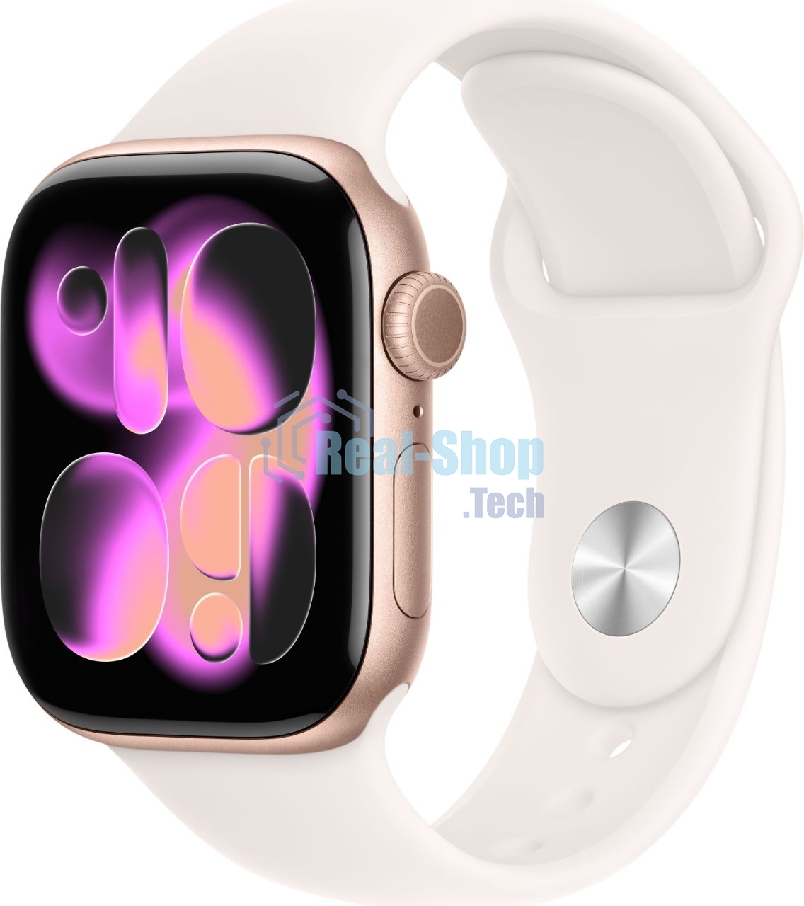 Умные часы Apple Watch Series 11 A3331 42мм OLED корп.розовое золото Sport Band рем.белый разм.брасл.:150-200мм (MEU44LW/A)