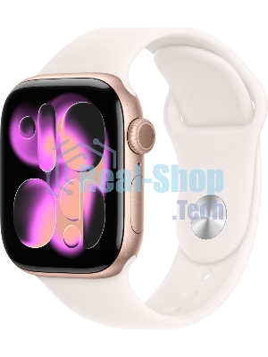 Умные часы Apple Watch Series 11 A3331 42мм OLED корп.розовое золото Sport Band рем.белый разм.брасл.:150-200мм (MEU44LW/A)