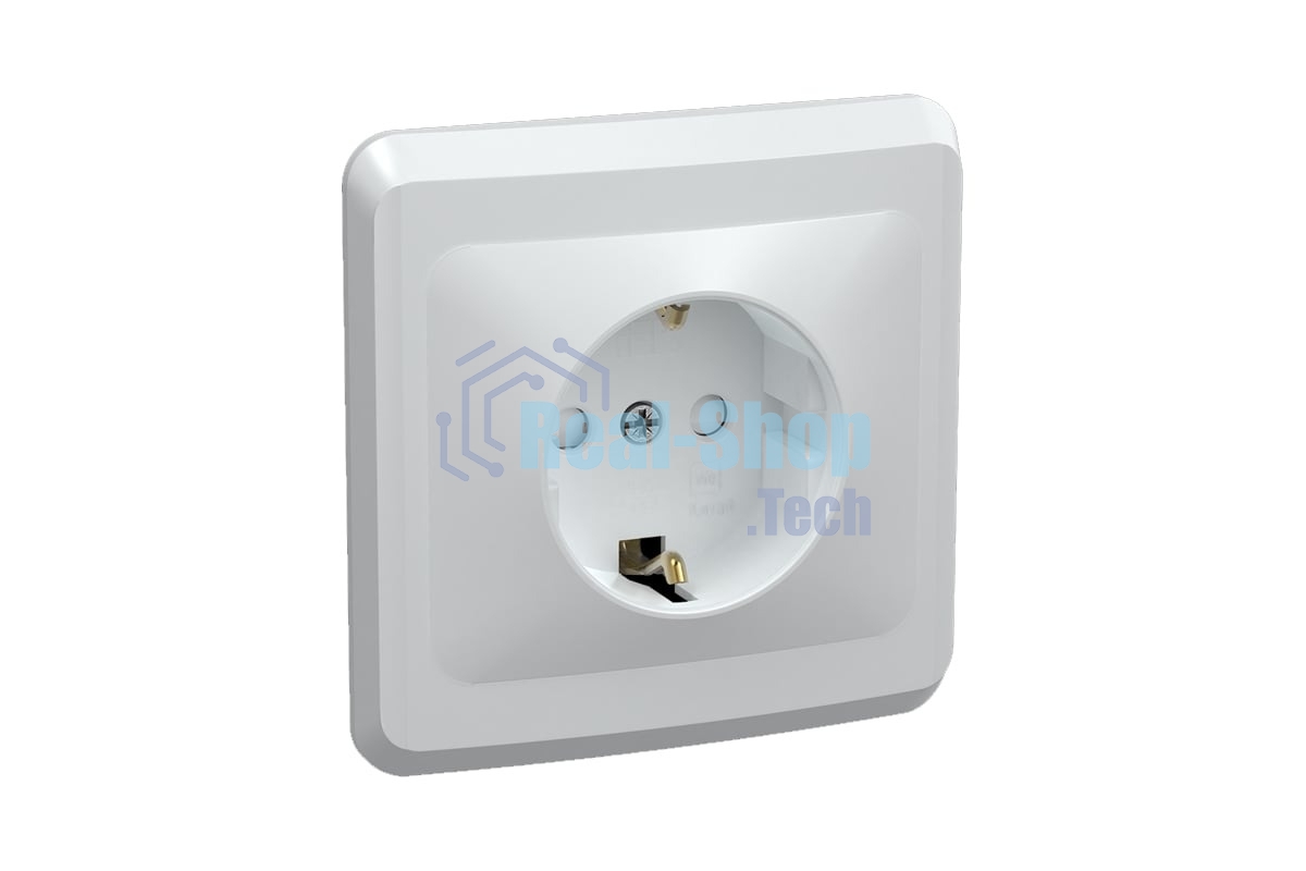 Розетка 1-м СП Вега РСш10-3-ВБ с заземл. контактом и защ. штор 16А бел. ИЭК ERV14-K01-16-DM