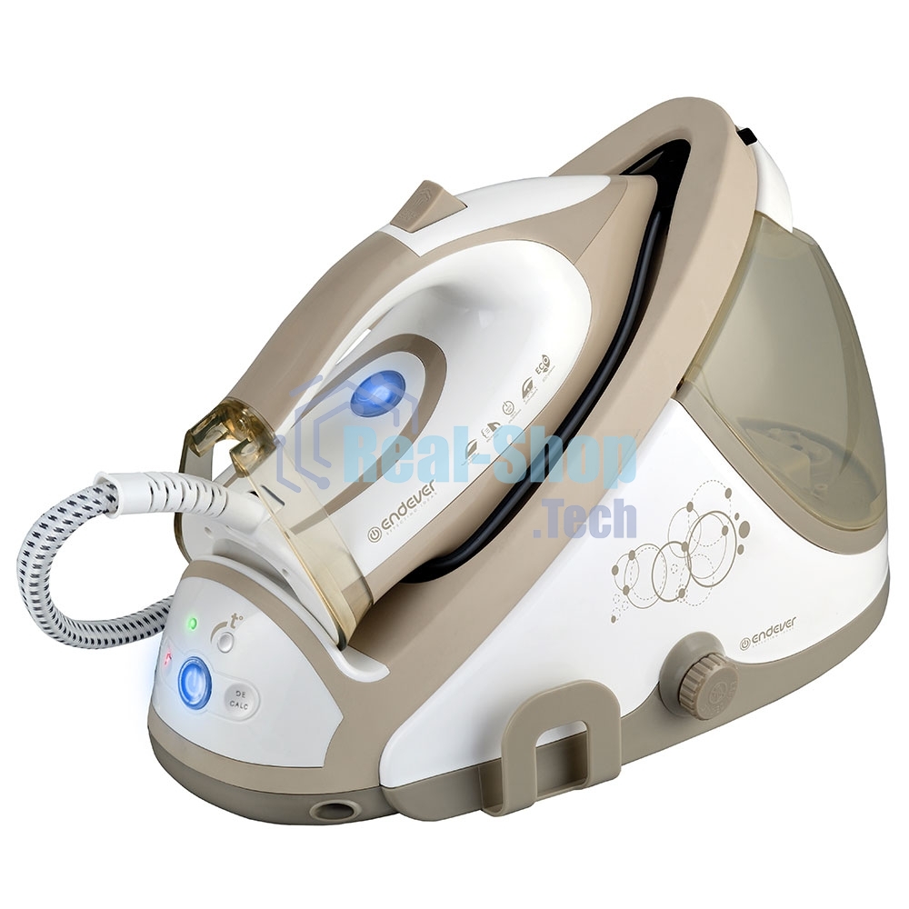 Парогенератор электрический Endever Delta-400, белый/бежевый, мощность 2600 Вт, пост. подача пара 140 г/мин, макс. паровой удар до 400 г/мин