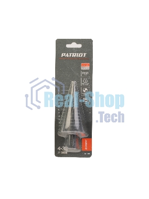 Сверло PATRIOT EXPERT по металлу ступенчатое 4-32 мм, Р6М5, упаковка блистер