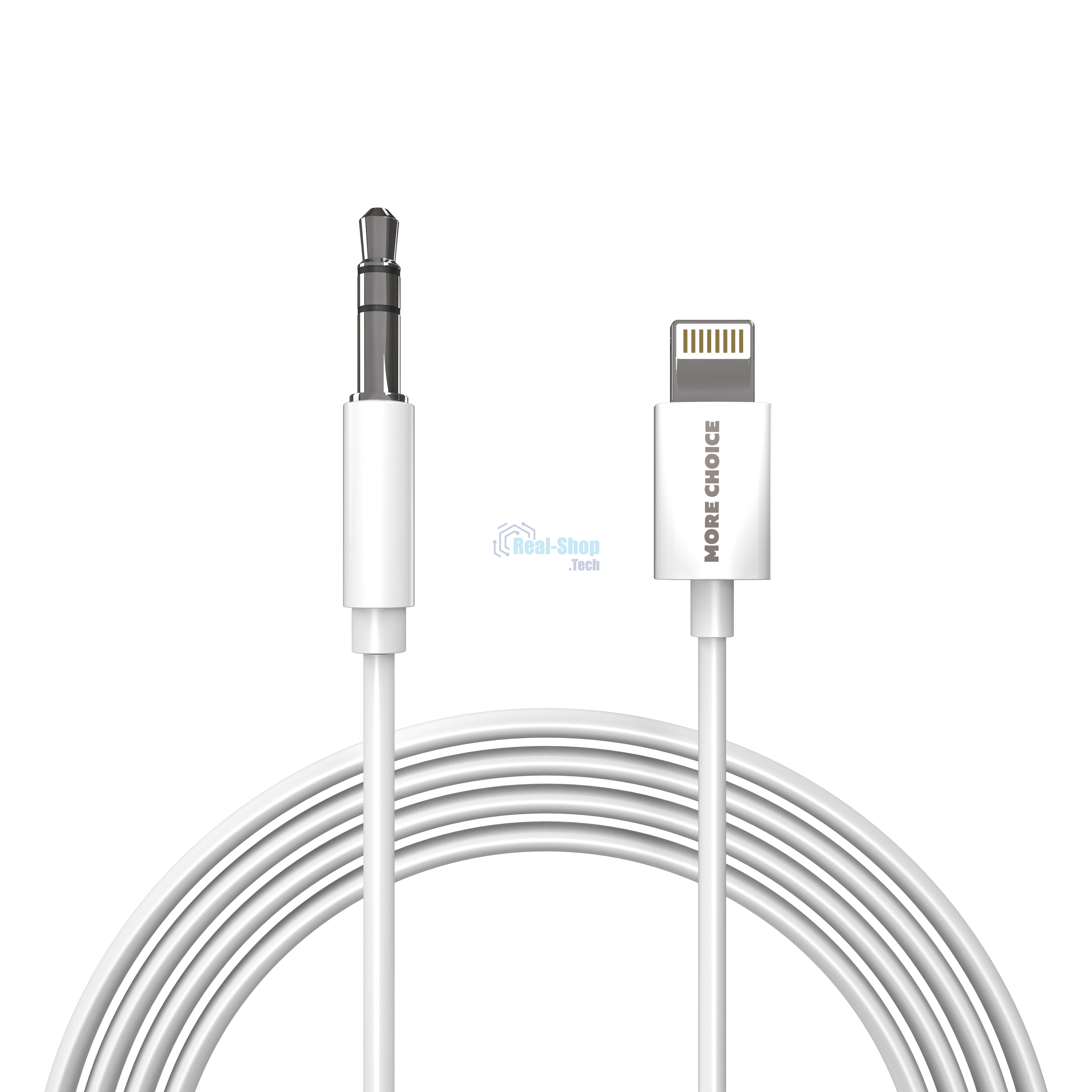 Кабель аудио MORE CHOICE (4610196409820) UK28i AUX 3.5мм Lightning 8-pin 1м, белый