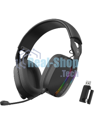 Гарнитура MARVO HG9086W Pulz 70W чёрный, беспроводная + проводная, радиоканал, до 10 ч, съёмный микрофон, подсветка, совместимость с PS5, Xbox