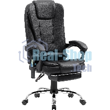 Кресло Defender CARDINAL черный, экокожа, 120 кг, подставка для ног, механизм качания