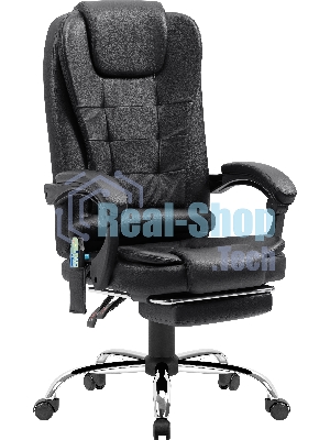 Кресло Defender CARDINAL черный, экокожа, 120 кг, подставка для ног, механизм качания