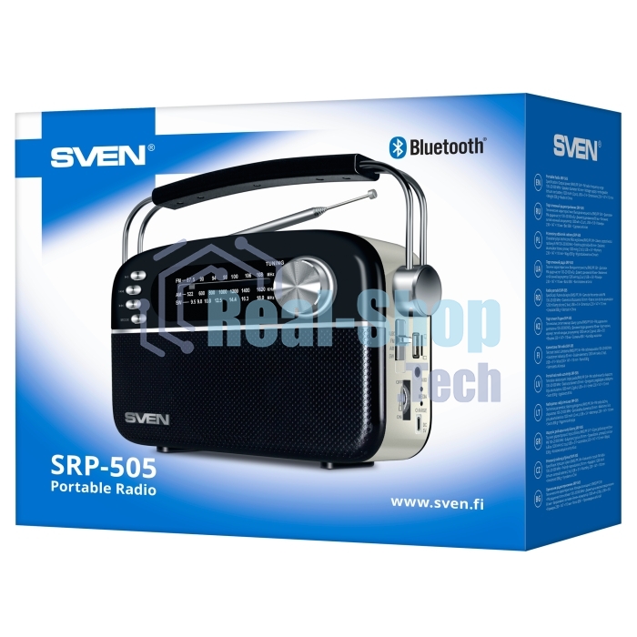 Радиоприемник белый SVEN SRP-505 (4 Вт, FM/AM/SW, USB, SD/microSD, Bluetooth, 1200 мАч)