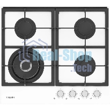 Газовая варочная поверхность Hotpoint HGS 62F/WH, 4 конфорки, закаленное стекло, 9500 Вт