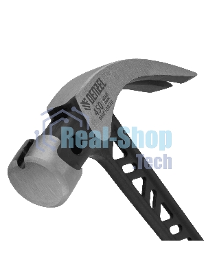 Молоток-гвоздодер Denzel 450 г, цельнокованый, боек с магнитом, двухкомп. обрезин. рук-ка