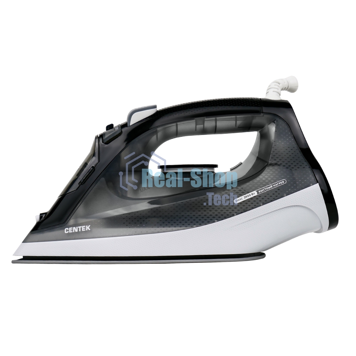 Утюг Centek CT-2307 черный/белый, 2800 Вт, 60 г/мин, 190 г/мин, 300 мл