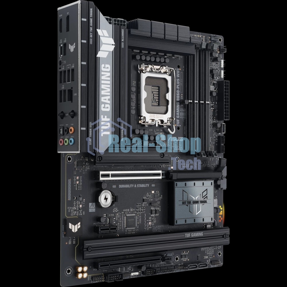 Материнская плата ASUS TUF GAMING B860-PLUS WIFI, LGA 1851, Intel B860, 4xDDR5, 4xSATA, 3xM.2, 1xPCIe 5.0 x16, 1xPCIe 4.0 x16, 1xDP, 1xHDMI, 1x 2.5Gb LAN, 1xUSB 20Gbps, 2xUSB 10Gbps, 3xUSB 5Gbps, 2xUSB 2.0, 5x3.5 мм, 7.1, ATX
