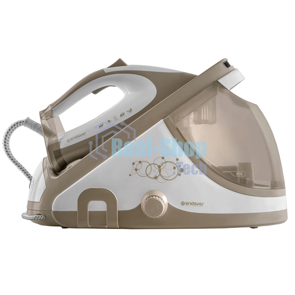 Парогенератор электрический Endever Delta-400, белый/бежевый, мощность 2600 Вт, пост. подача пара 140 г/мин, макс. паровой удар до 400 г/мин