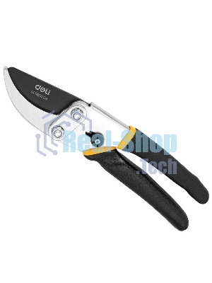 Секатор Deli DL580204 Размер 200 мм. Макс диаметр резки 15 мм. Сталь 55С. Термообработанная поверхность. Тефлоновая уплотненная пластиковая ручка.