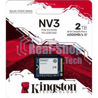 Накопитель SSD Kingston NV3, 2000Gb, M.2(22x30мм), NVMe, PCIe 4.0 x4, 3D TLC, R/W 6000/5000Mb/s, TbW 640, DWPD 0.2 (60 мес)