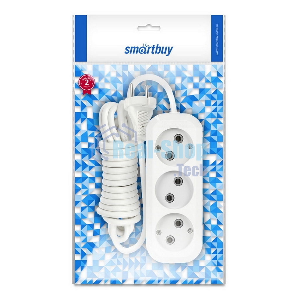 Удлинитель Smartbuy (SBE-10-3-10-N) 3 гнз х 10 м (10А/2.2 кВт, ПВС 2х1.0)